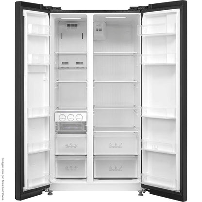 Refrigeradora 19.6pc RF-NV-SB530LSS Mystic Side by side Dual Inverter, No Frost, color negro, control digital externo de temperatura, multi air flow, bloqueo de niños.