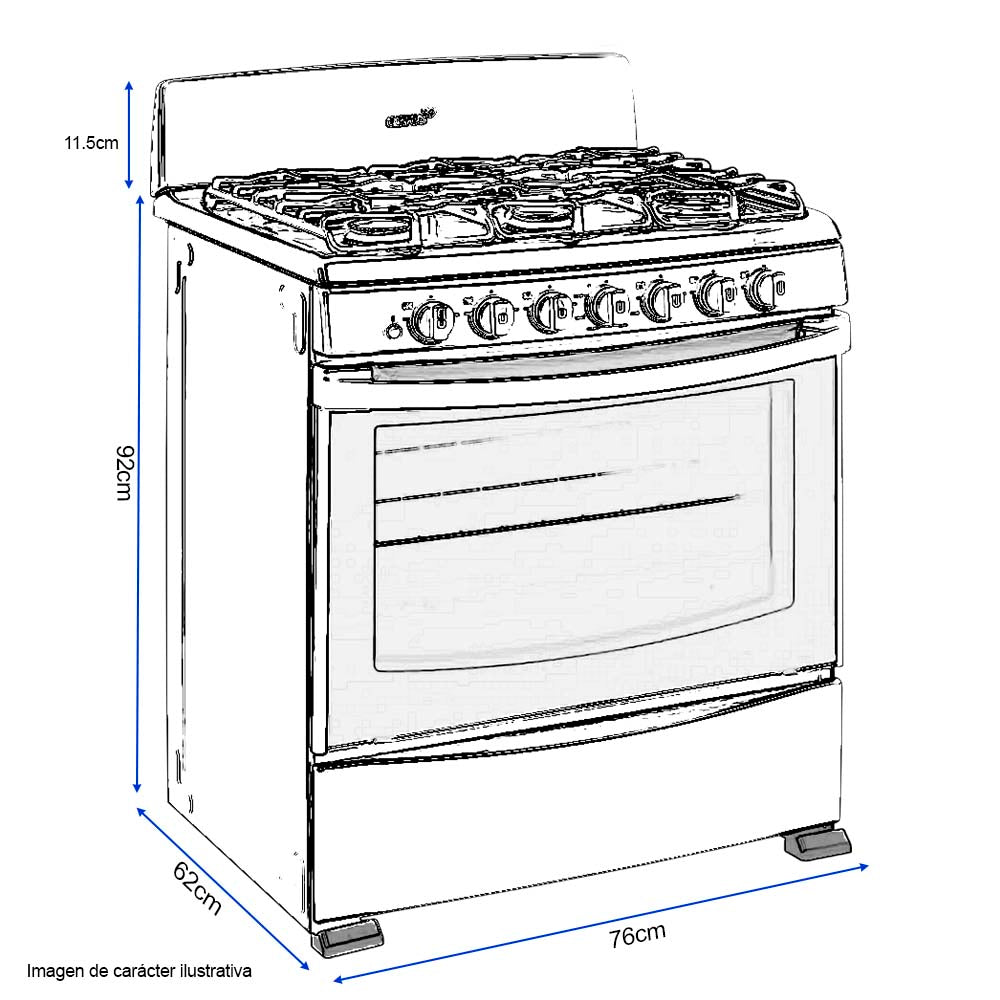 Estufa a gas de 30" LAFR4130G Acros 6 quemadores