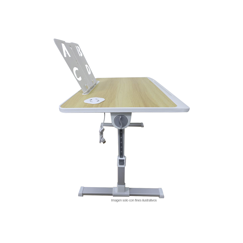 Mesa plegable MF1 para laptop con puerto USB, color roble