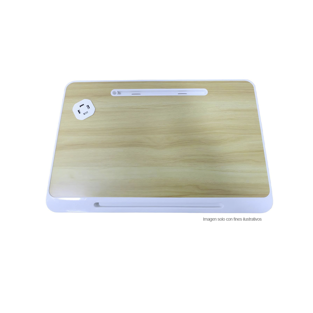 Mesa plegable MF1 para laptop con puerto USB, color roble