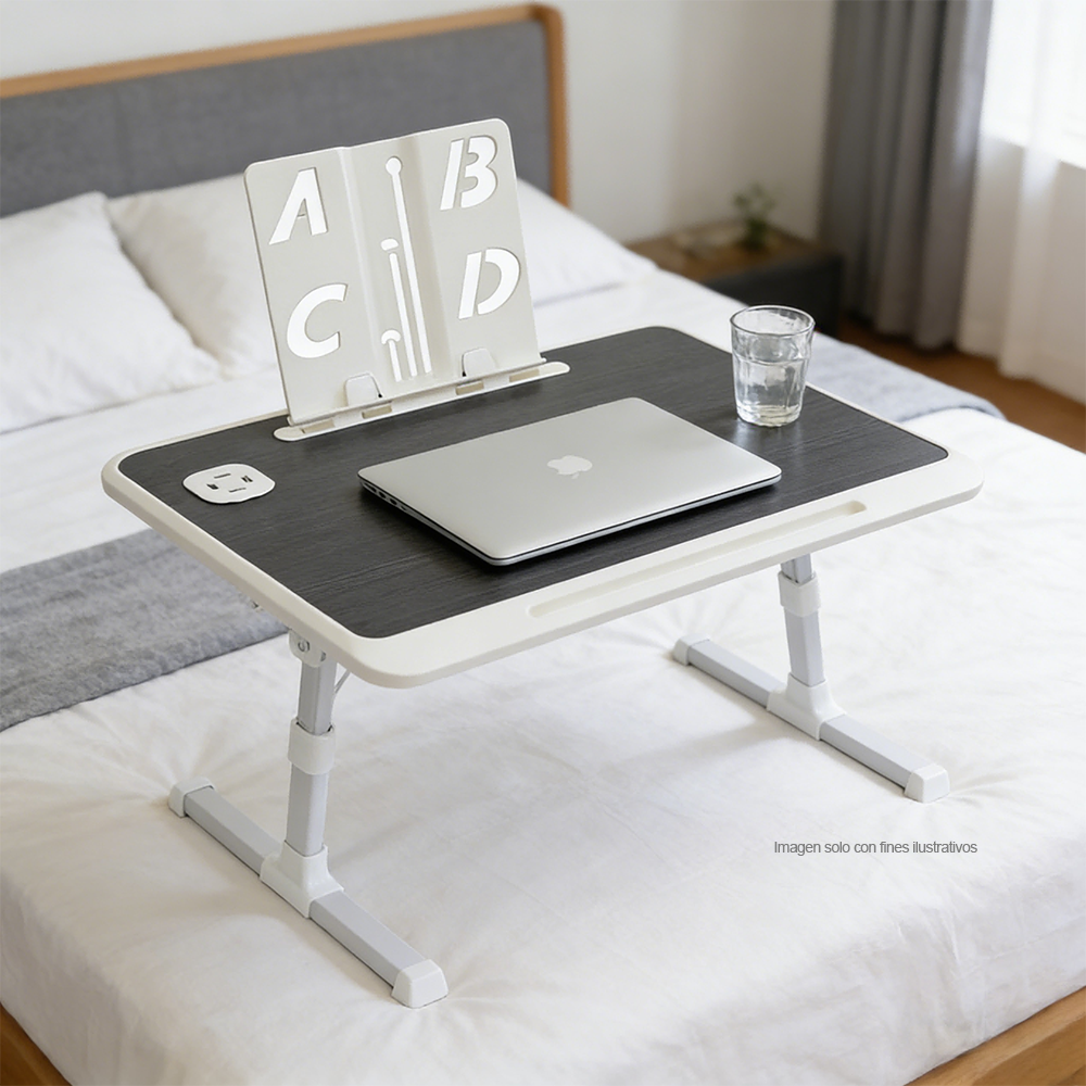 Mesa plegable MF1 para laptop con puerto USB, color negro
