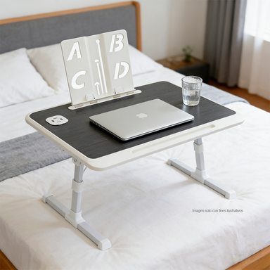 Mesa plegable MF1 para laptop con puerto USB, color negro