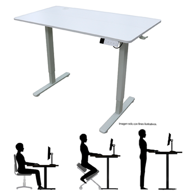 Escritorio ES6-H-2W, altura ajustable color blanco, 3 configuraciones de memoria guardables, color blanco
