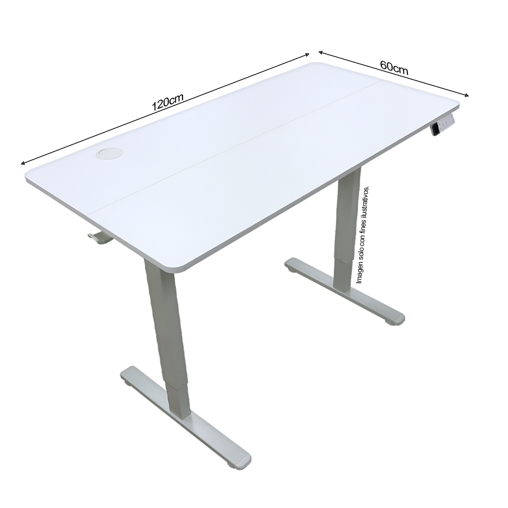 Escritorio ES6-H-2W, altura ajustable color blanco, 3 configuraciones de memoria guardables, color blanco