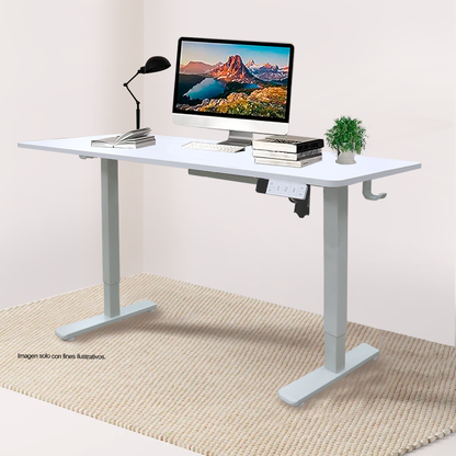 Escritorio ES6-H-2W, altura ajustable color blanco, 3 configuraciones de memoria guardables, color blanco