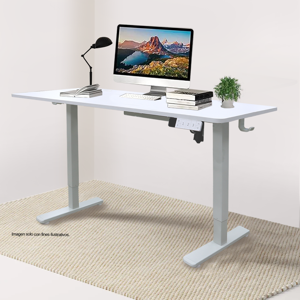 Escritorio ES6-H-2W, altura ajustable color blanco, 3 configuraciones de memoria guardables, color blanco