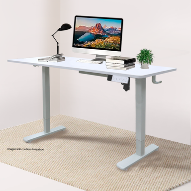 Escritorio ES6-H-2W, altura ajustable color blanco, 3 configuraciones de memoria guardables, color blanco