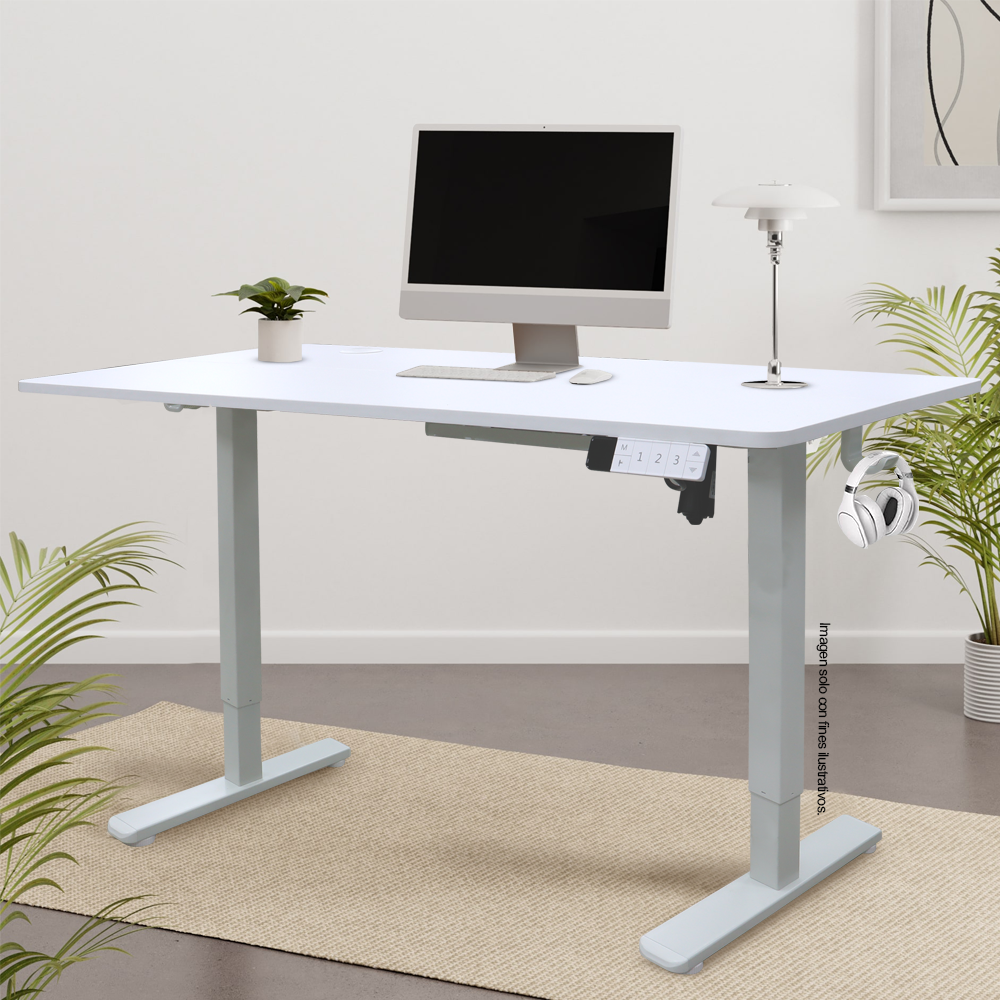 Escritorio eléctrico ES6-HC-3W altura ajustable control por botón fácil de usar 3 configuraciones de memoria guardables, color blanco
