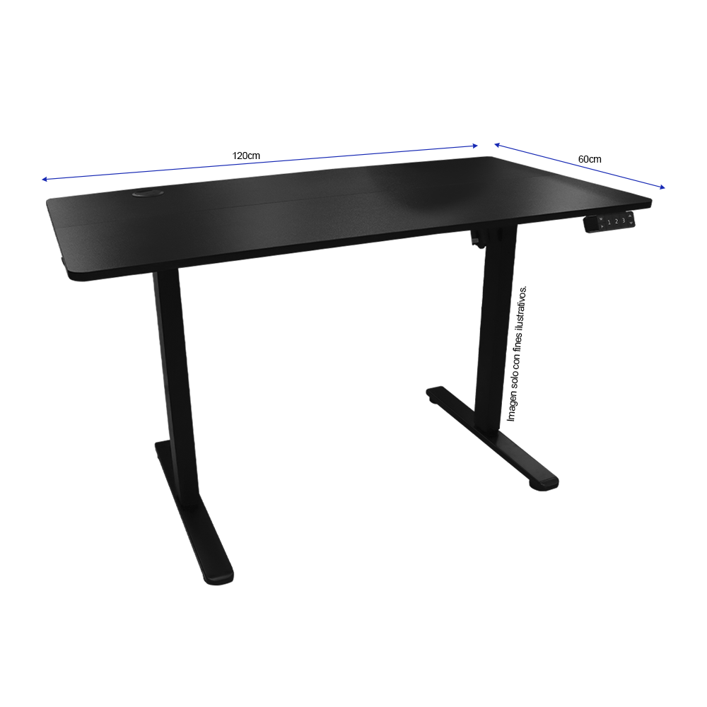 Escritorio ES6-HC-4B, altura ajustable, sobre color negro, 3 configuraciones de memoria guardables