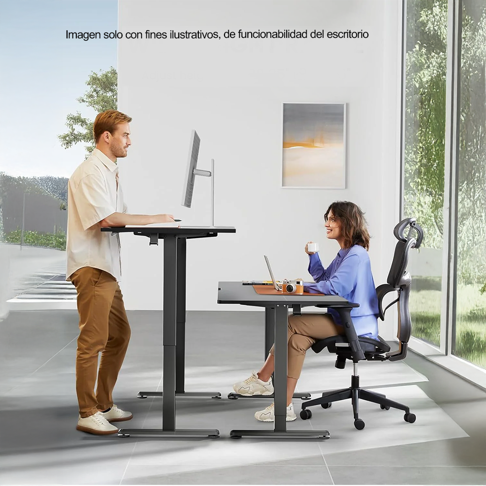 Escritorio ES6-HC-4B, altura ajustable, sobre color negro, 3 configuraciones de memoria guardables