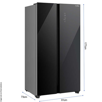 Refrigeradora 22pc Side By Sade MSM631LKLNG0 Mabe color Black glass TecInverter