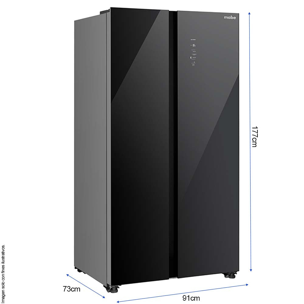 Refrigeradora 22pc Side By Sade MSM631LKLNG0 Mabe color Black glass TecInverter