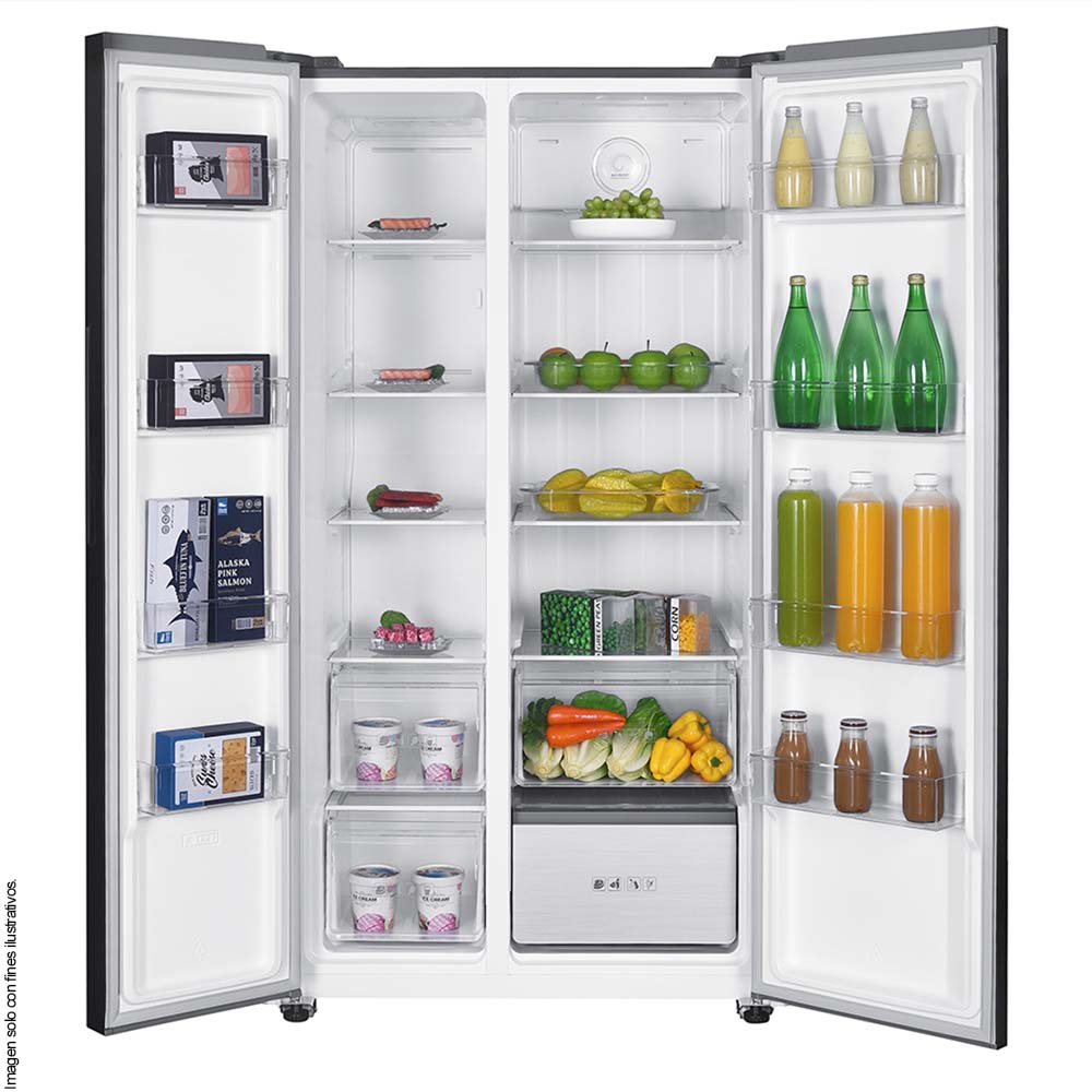Refrigeradora 22pc Side By Sade MSM631LKLNG0 Mabe color Black glass TecInverter