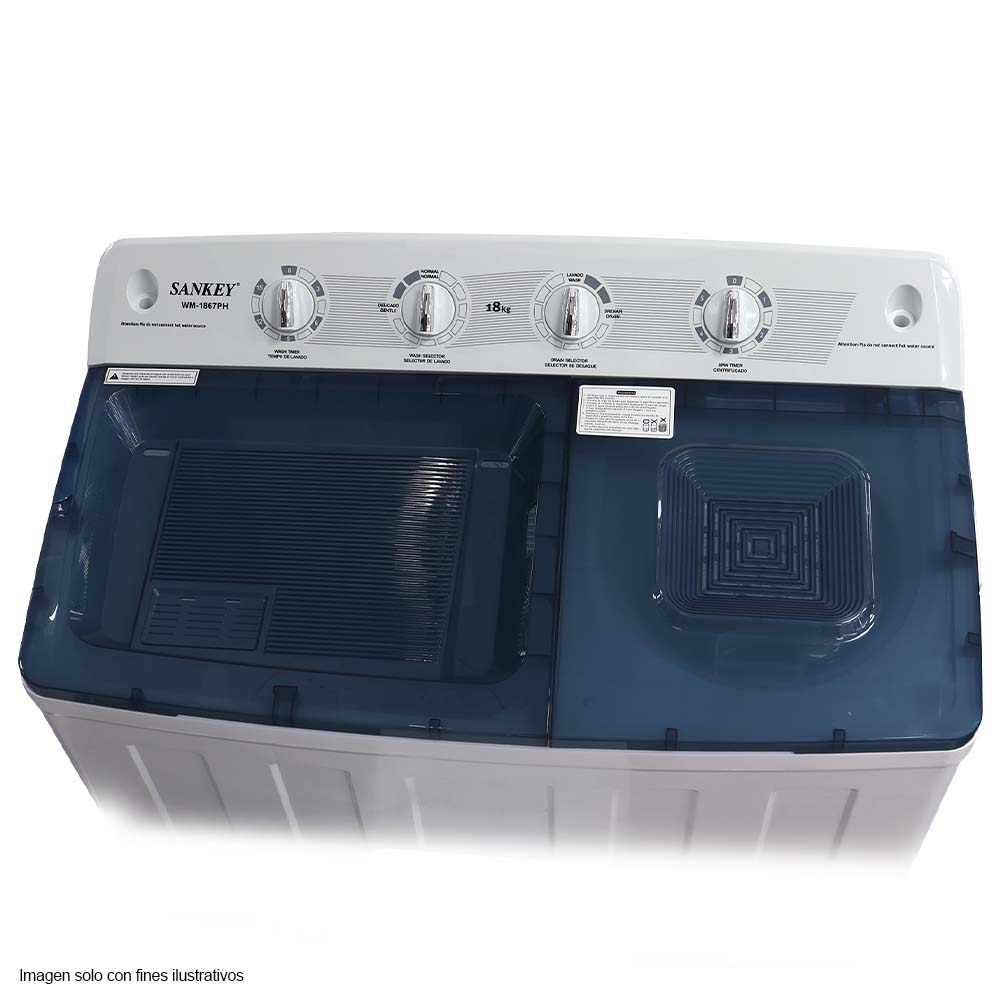 Lavadora 18kg Semi automática WM-1867PH Sankey, doble tina, bomba de expulsión
