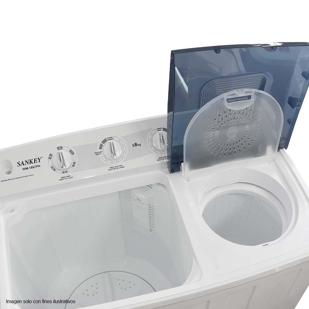 Lavadora 18kg Semi automática WM-1867PH Sankey, doble tina, bomba de expulsión
