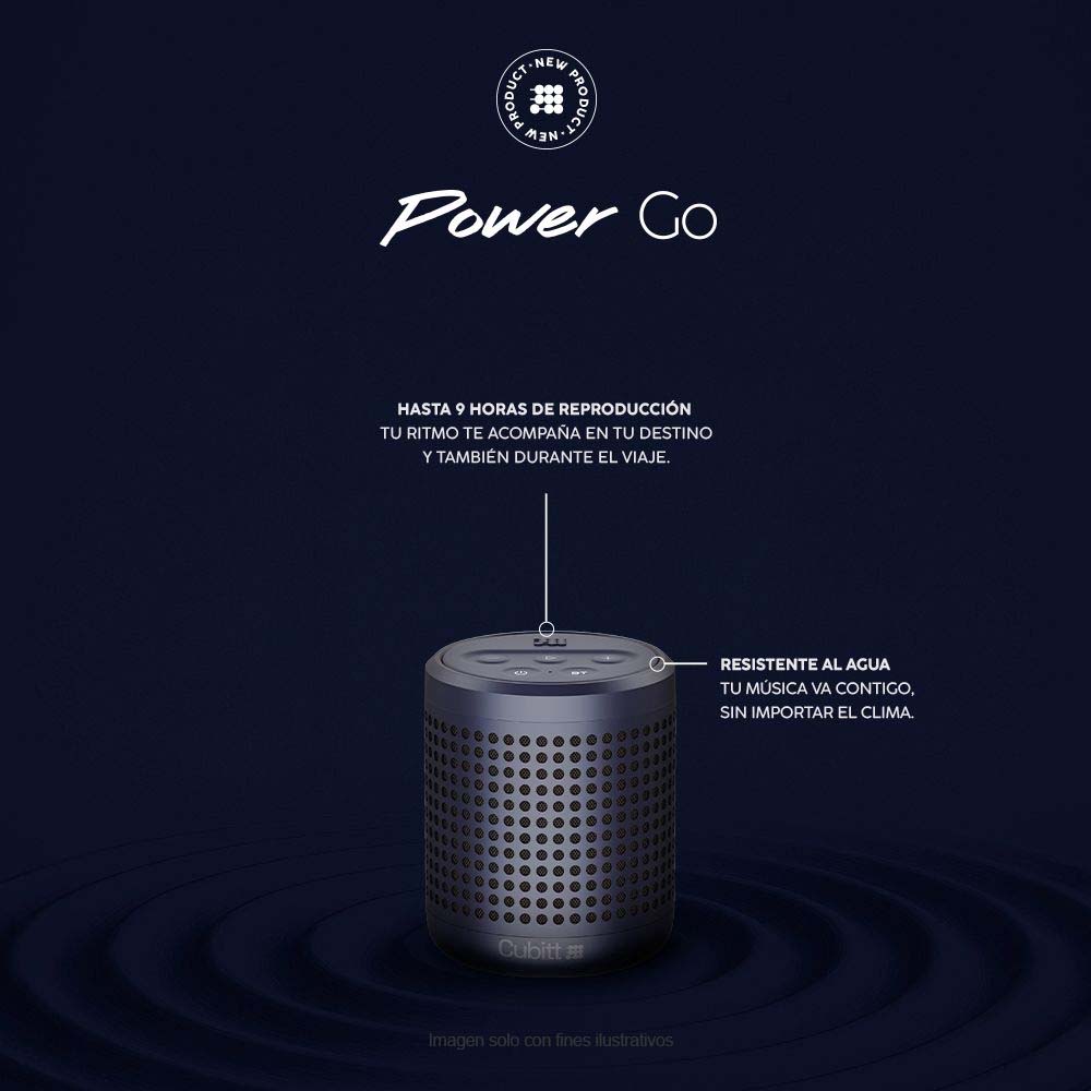 Bocina portátil CT-PWGO2-2 Cubitt Power Go Bluettoth color tono azul
