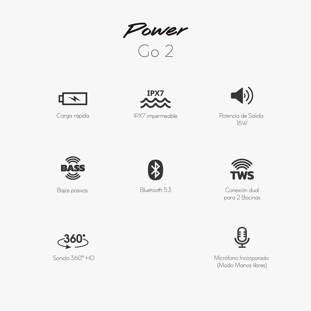 Bocina portátil CT-PWGO2-2 Cubitt Power Go Bluettoth color tono azul