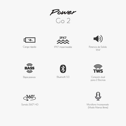Bocina portátil CT-PWGO2-2 Cubitt Power Go Bluettoth color tono azul