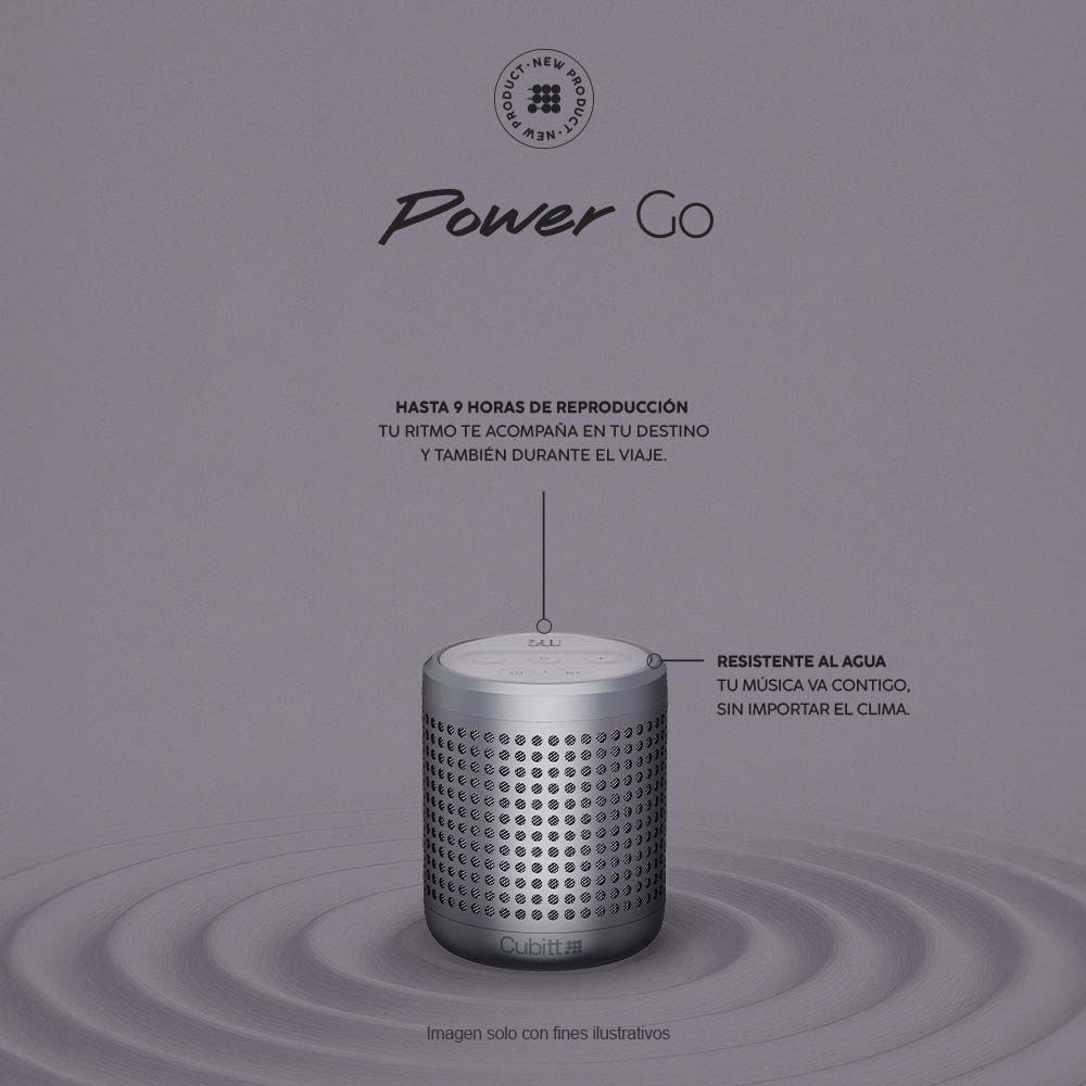 Bocina portátil CT-PWGO2-8 Cubitt Power Go Bluettoth color plateado