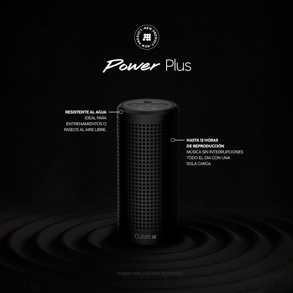 Bocina portátil, 30W, CT-PWPLUS2-1, Cubitt, Bluetooth 5.3 TWS resistente al agua, negro