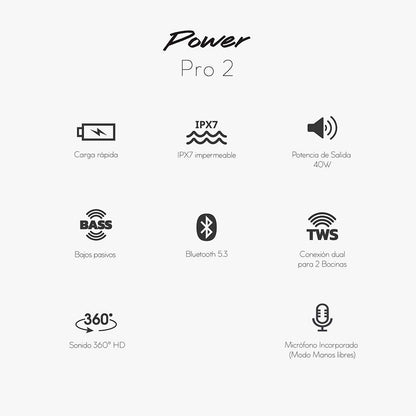 Bocina portátil CT-PWPRO2-1 Cubitt Bluetooth color negro