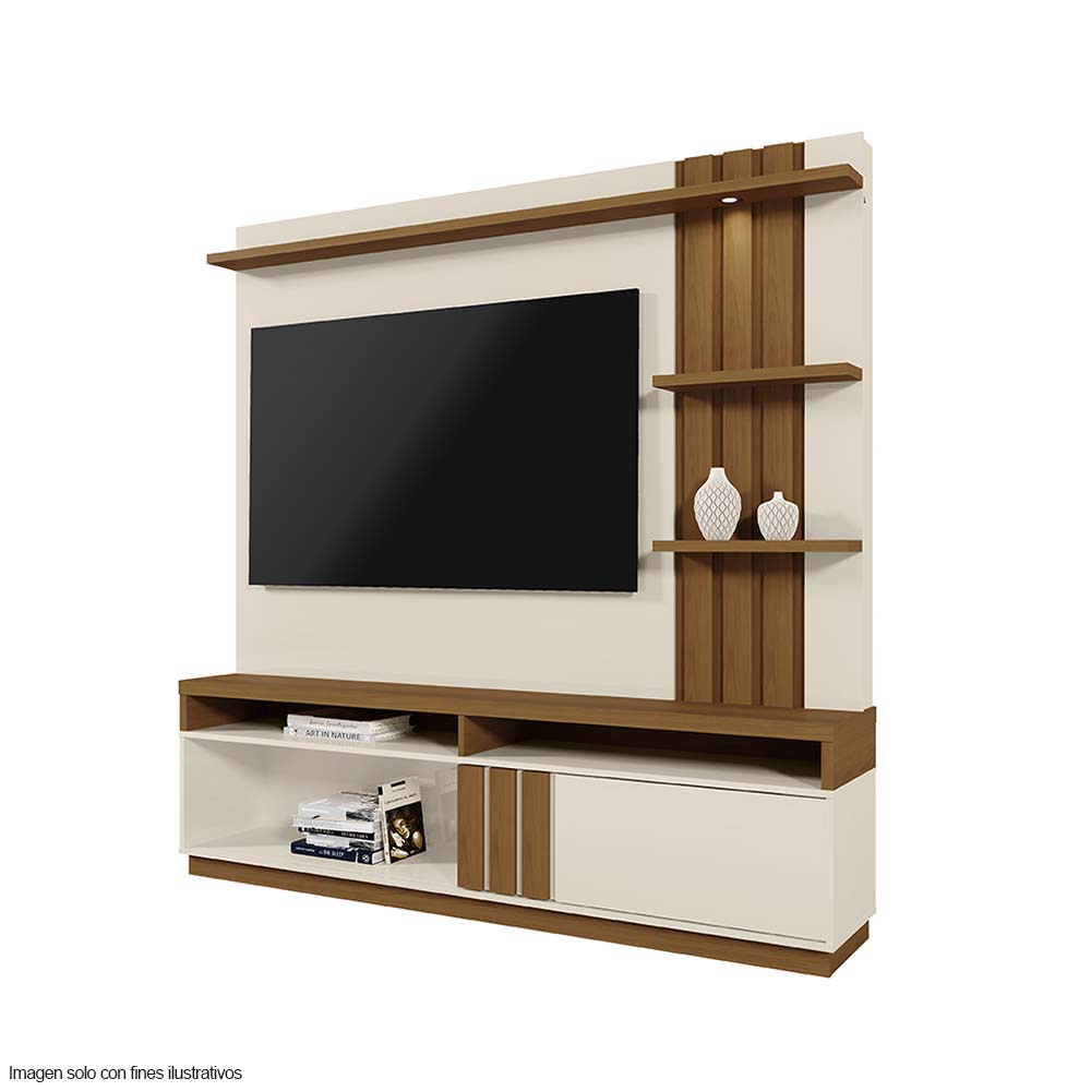 Centro de entretenimiento modelo MARIANA hasta TV 55" colores Off White/ Amendoa
