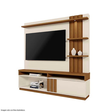 Centro de entretenimiento modelo MARIANA hasta TV 55" colores Off White/ Amendoa