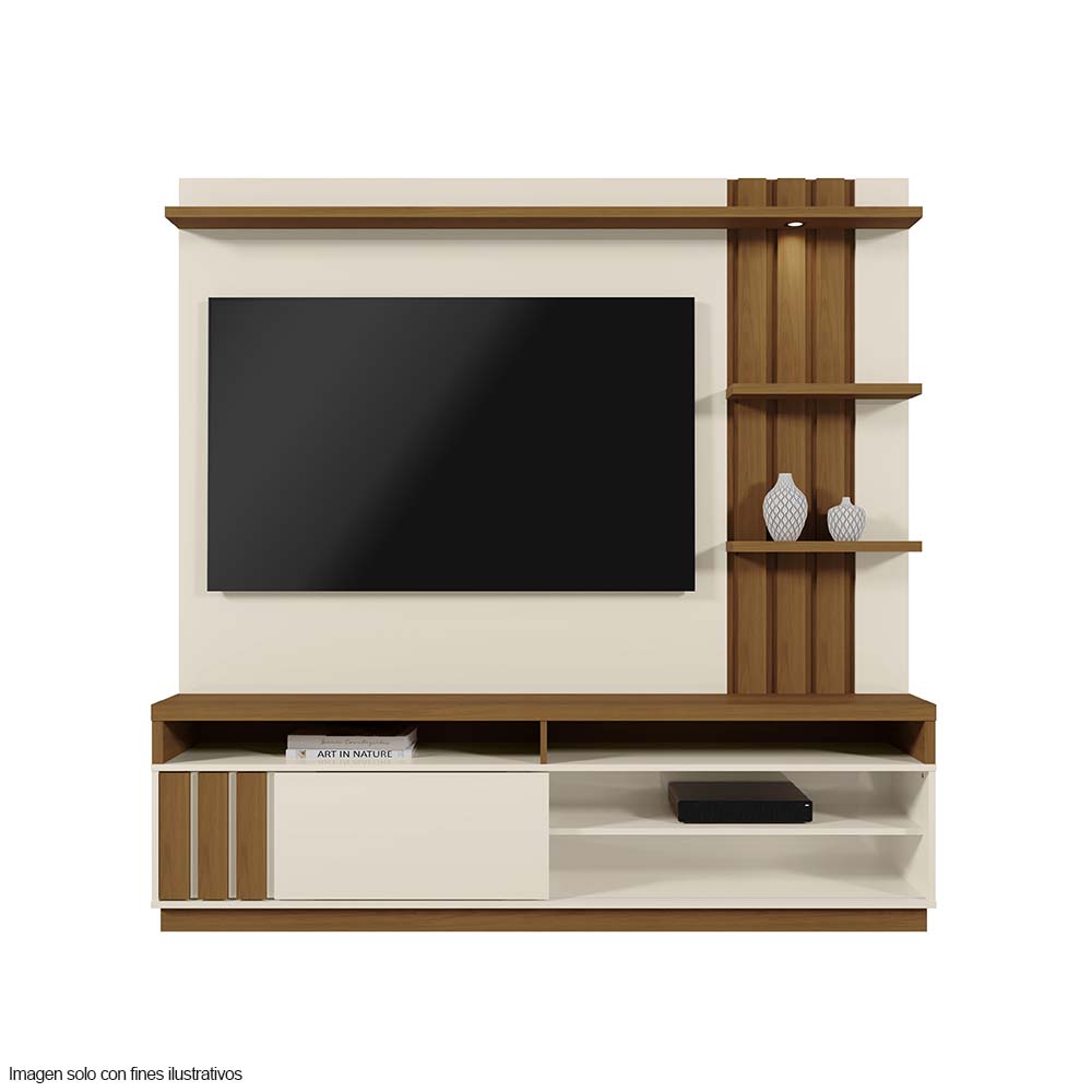 Centro de entretenimiento modelo MARIANA hasta TV 55" colores Off White/ Amendoa