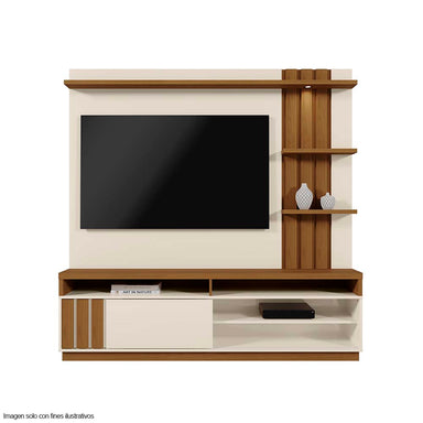 Centro de entretenimiento modelo MARIANA hasta TV 55" colores Off White/ Amendoa