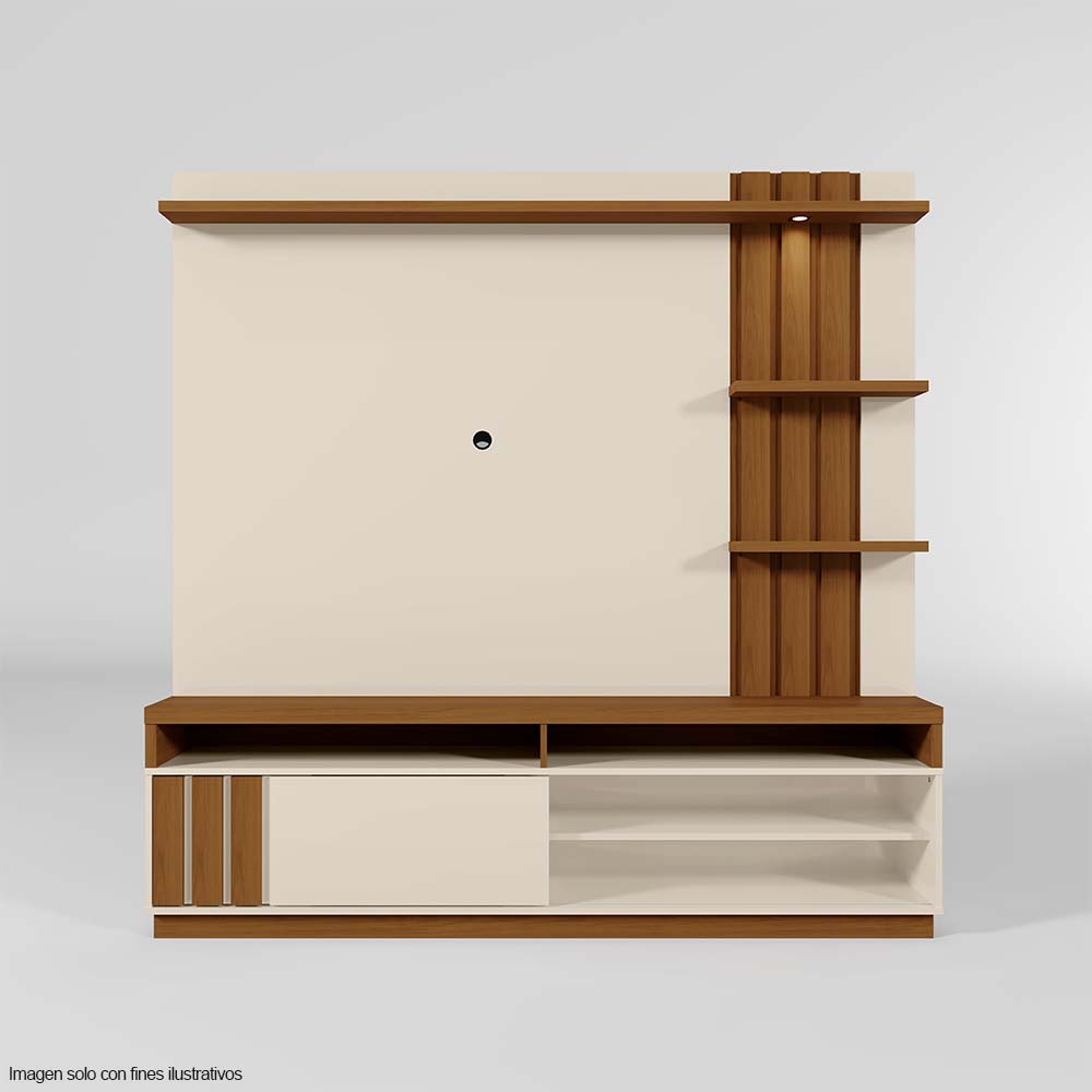 Centro de entretenimiento modelo MARIANA hasta TV 55" colores Off White/ Amendoa