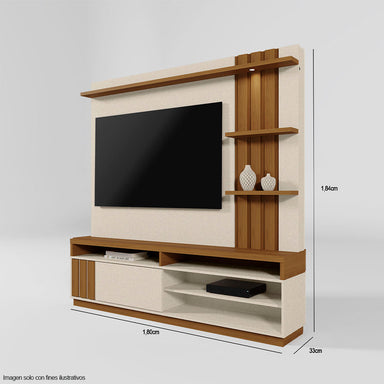 Centro de entretenimiento modelo MARIANA, hasta TV 55" color perla/almendra