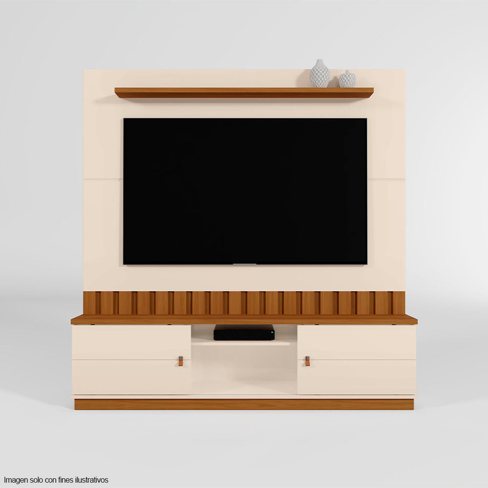 Centro de entretenimiento FLORIANOPOLIS soporta TV hasta 70" color blanco hueso/almendra.