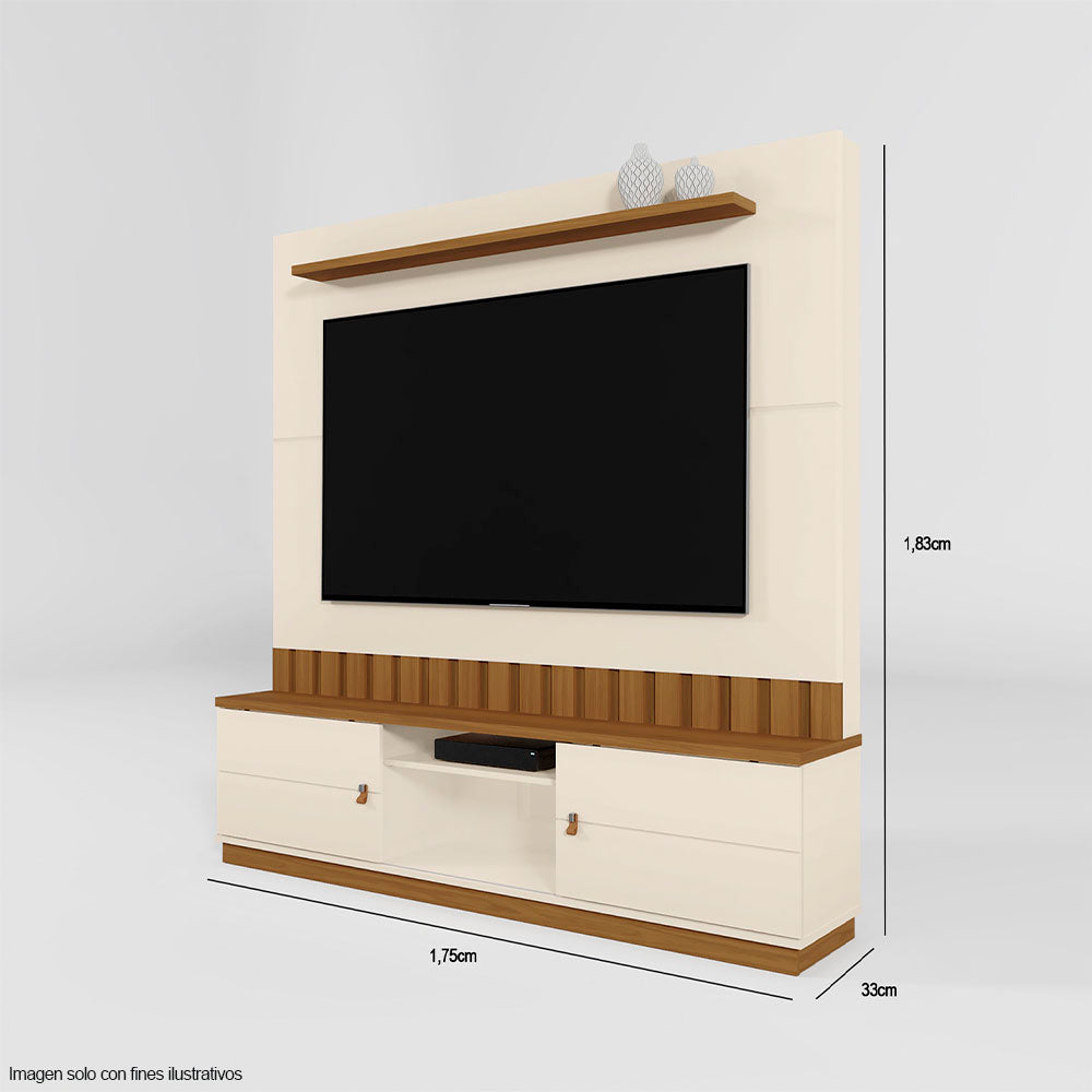 Centro de entretenimiento FLORIANOPOLIS soporta TV hasta 70" color blanco hueso/almendra.