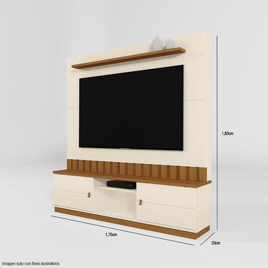 Centro de entretenimiento FLORIANOPOLIS soporta TV hasta 70" color blanco hueso/almendra.