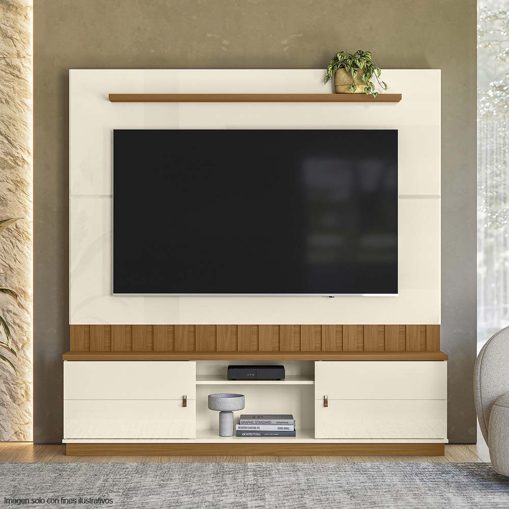 Centro de entretenimiento FLORIANOPOLIS soporta TV hasta 70" color blanco hueso/almendra.