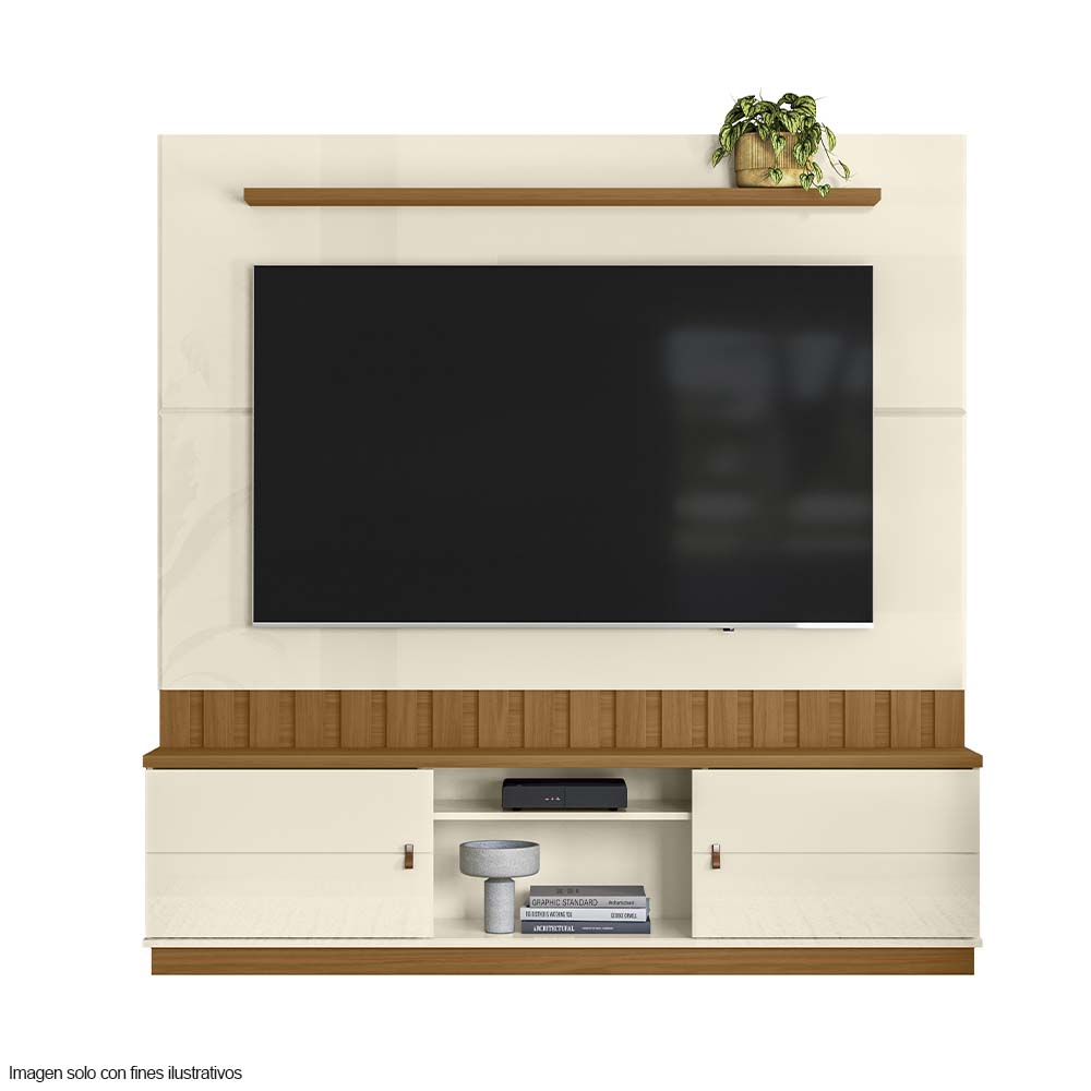 Centro de entretenimiento FLORIANOPOLIS soporta TV hasta 70" color blanco hueso/almendra.