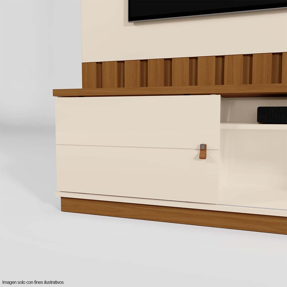 Centro de entretenimiento FLORIANOPOLIS soporta TV hasta 70" color blanco hueso/almendra.