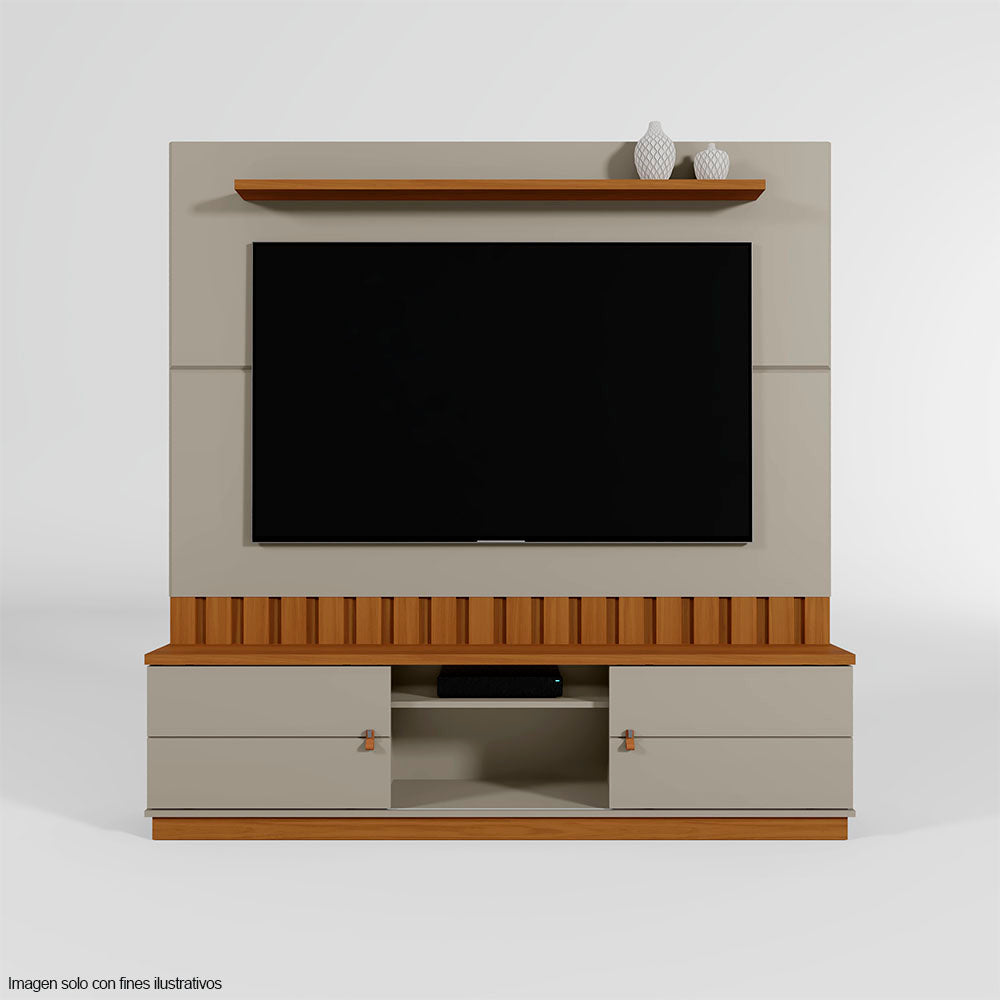 Centro de entretenimiento FLORIANOPOLIS soporta TV hasta 70" color gris mate / almendra