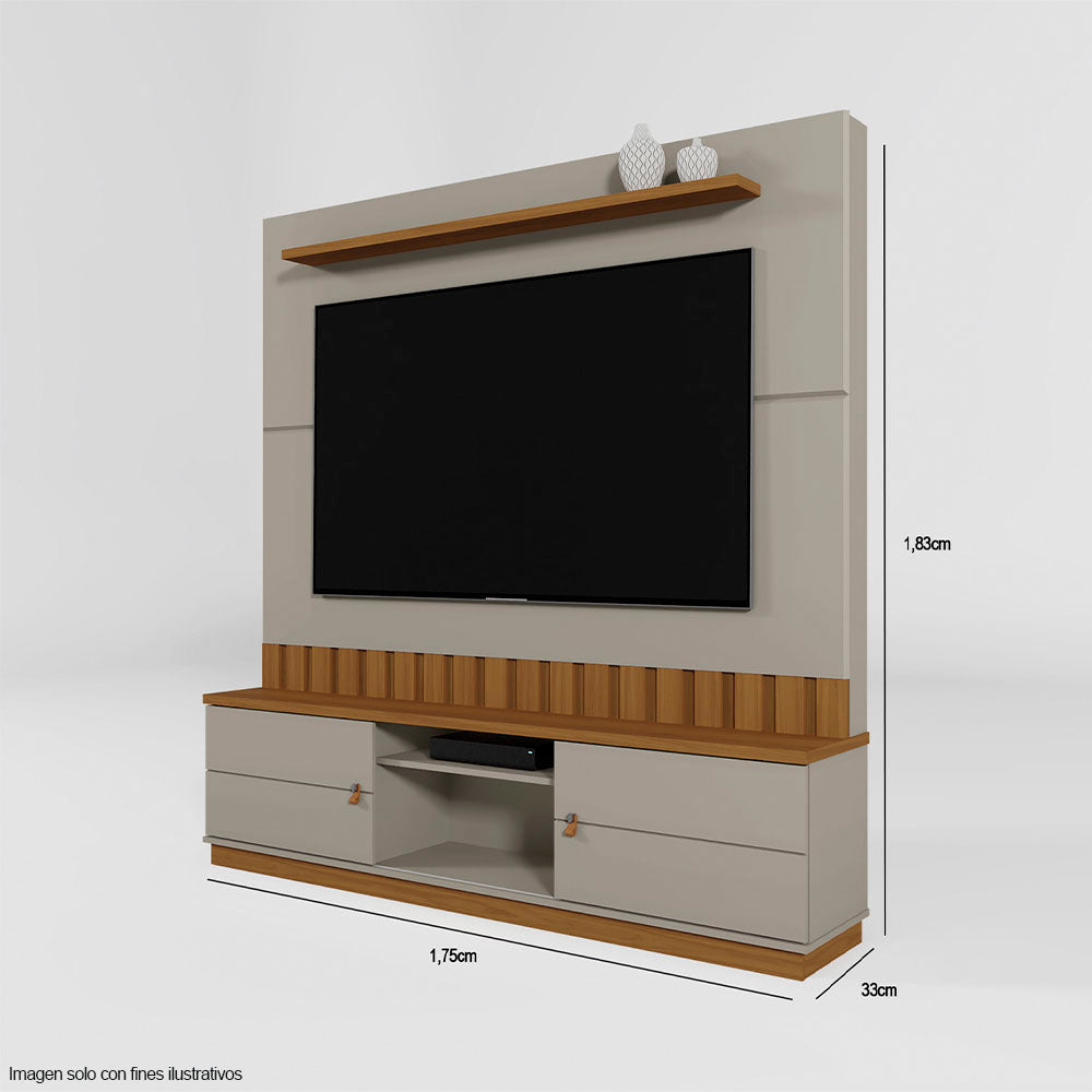 Centro de entretenimiento FLORIANOPOLIS soporta TV hasta 70" color gris mate / almendra