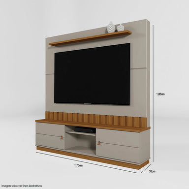 Centro de entretenimiento FLORIANOPOLIS soporta TV hasta 70" color gris mate / almendra