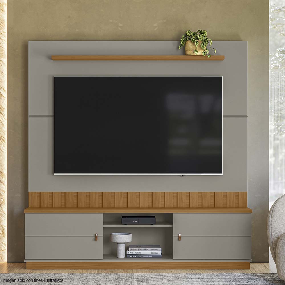 Centro de entretenimiento FLORIANOPOLIS soporta TV hasta 70" color gris mate / almendra