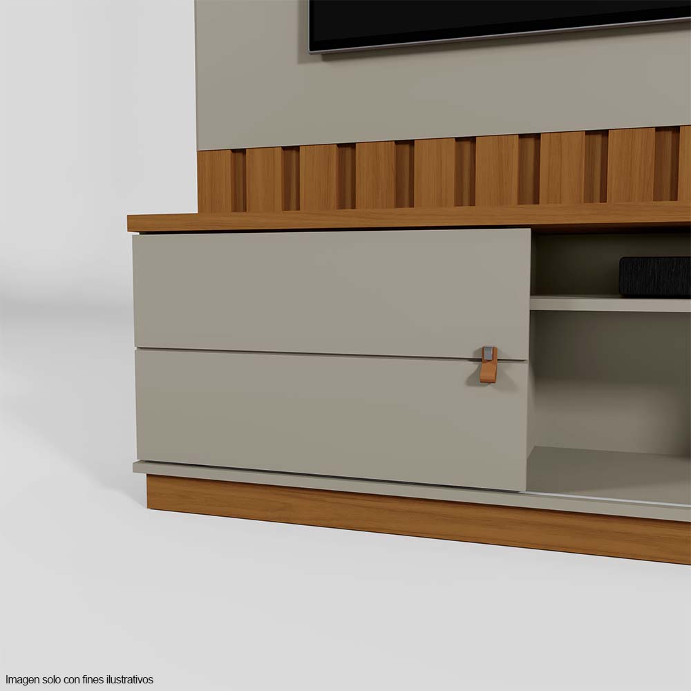 Centro de entretenimiento FLORIANOPOLIS soporta TV hasta 70" color gris mate / almendra