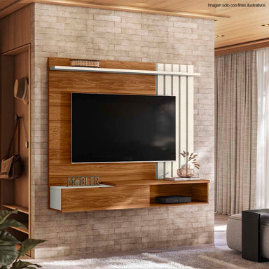 Panel para TV hasta 65" modelo VEGAS color canela miel y perla metalizado