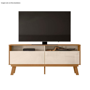 Mesa para TV Olinda para hasta 65" color blanco apagado / almendra.