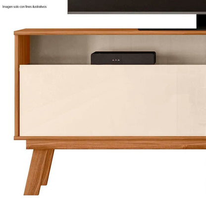 Mesa para TV Olinda para hasta 65" color blanco apagado / almendra.