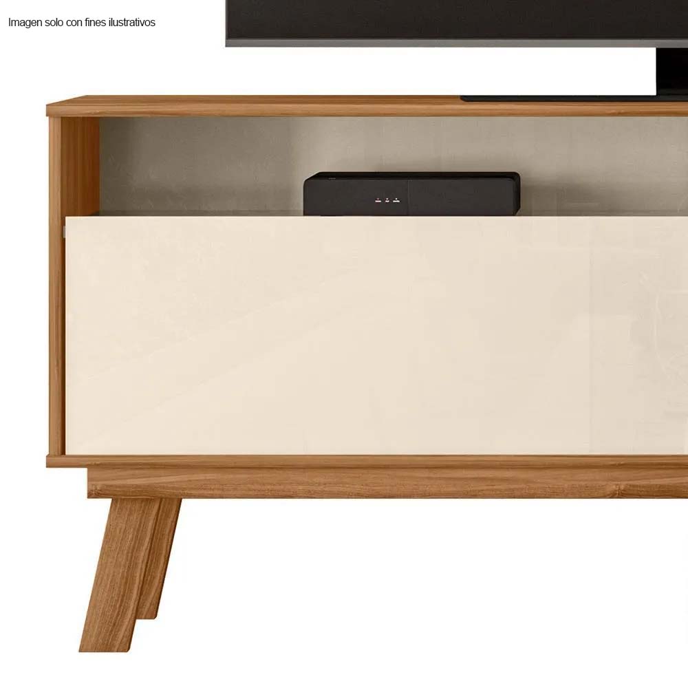 Mesa para TV Olinda para hasta 65" color blanco apagado / almendra.