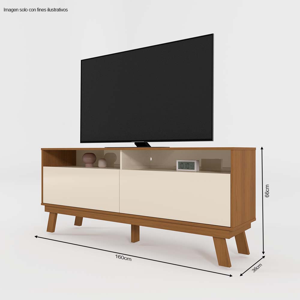 Mesa para TV de hasta 65" modelo Olinda color almendra / perla metalizado