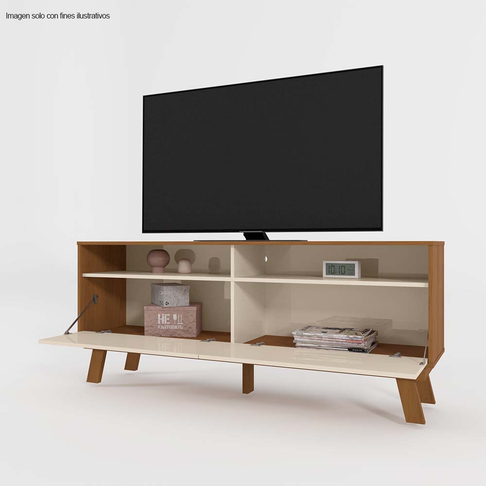 Mesa para TV de hasta 65" modelo Olinda color almendra / perla metalizado