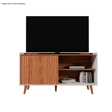 Mesa para TV hasta 50" modelo New Austin color canela miel / perla metalizada