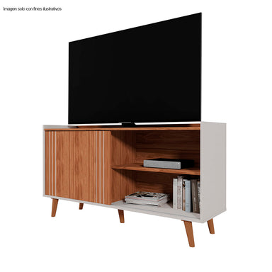 Mesa para TV hasta 50" modelo New Austin color canela miel / perla metalizada